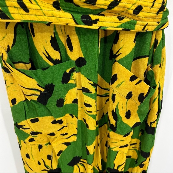 Farm Rio Bossa Banana Green Yellow Relaxed Belted Jumpsuit Size XS - Picture 7 of 9